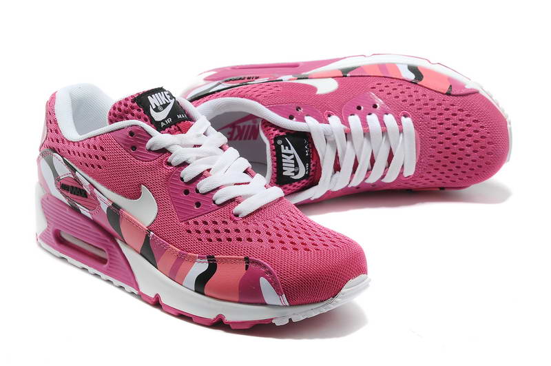 Air Max 90 PRM EM chaussures des femmes de tissage camouflage rose blanche (1)